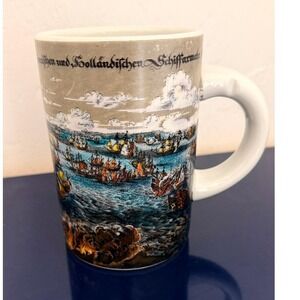 Vintage Savile Row German Naval Battle Ceramic Mug Maritime History‎ 5"